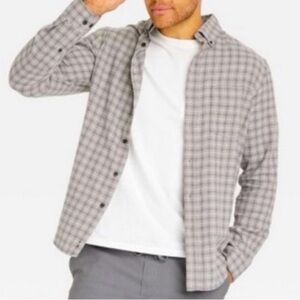 NWT Goodfellow Men’s Gray Plaid Lightweight Standard Fit Flannel Shirt | Medium